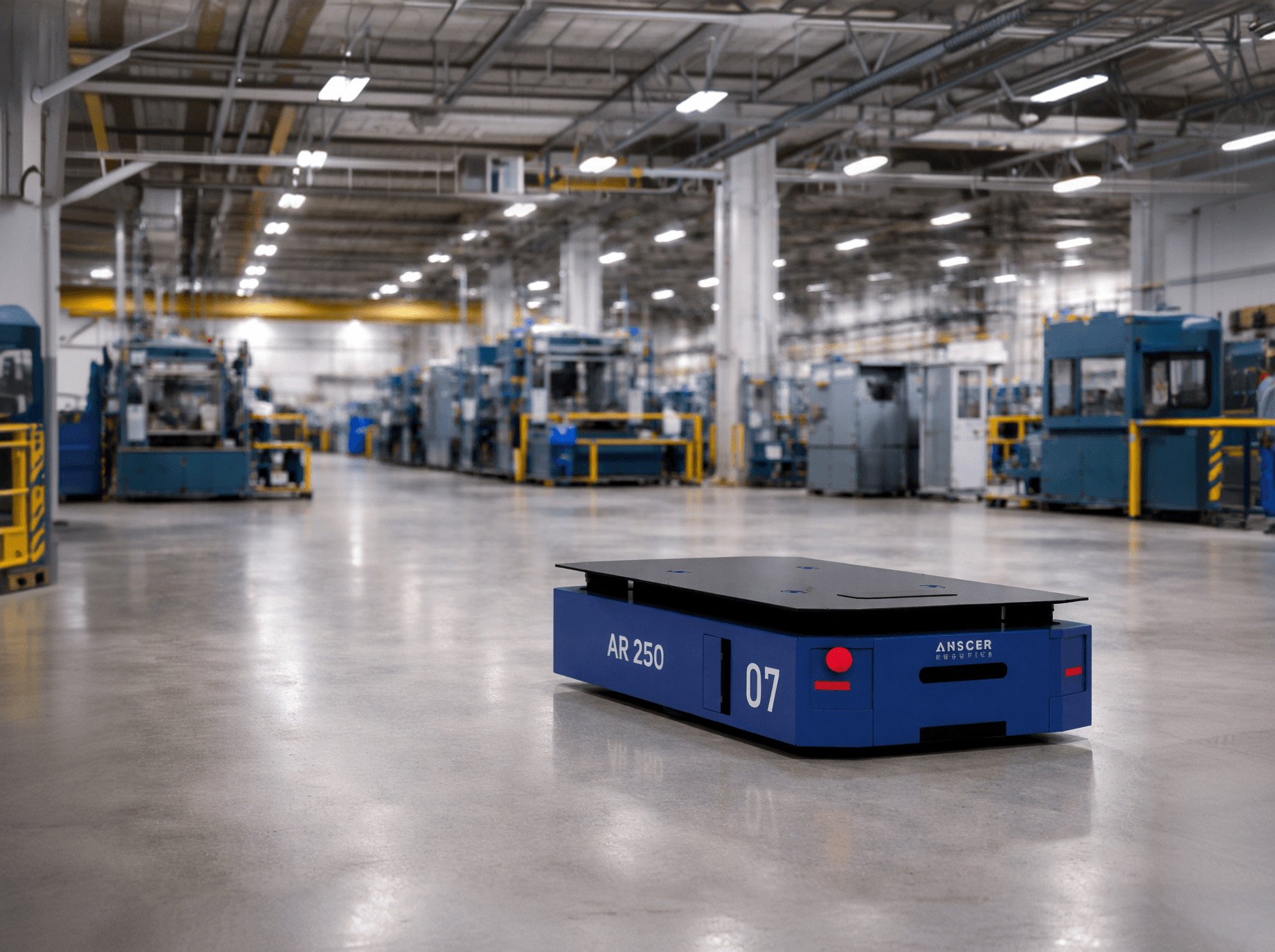 AR 250 autonomous mobile robot on a factory floor